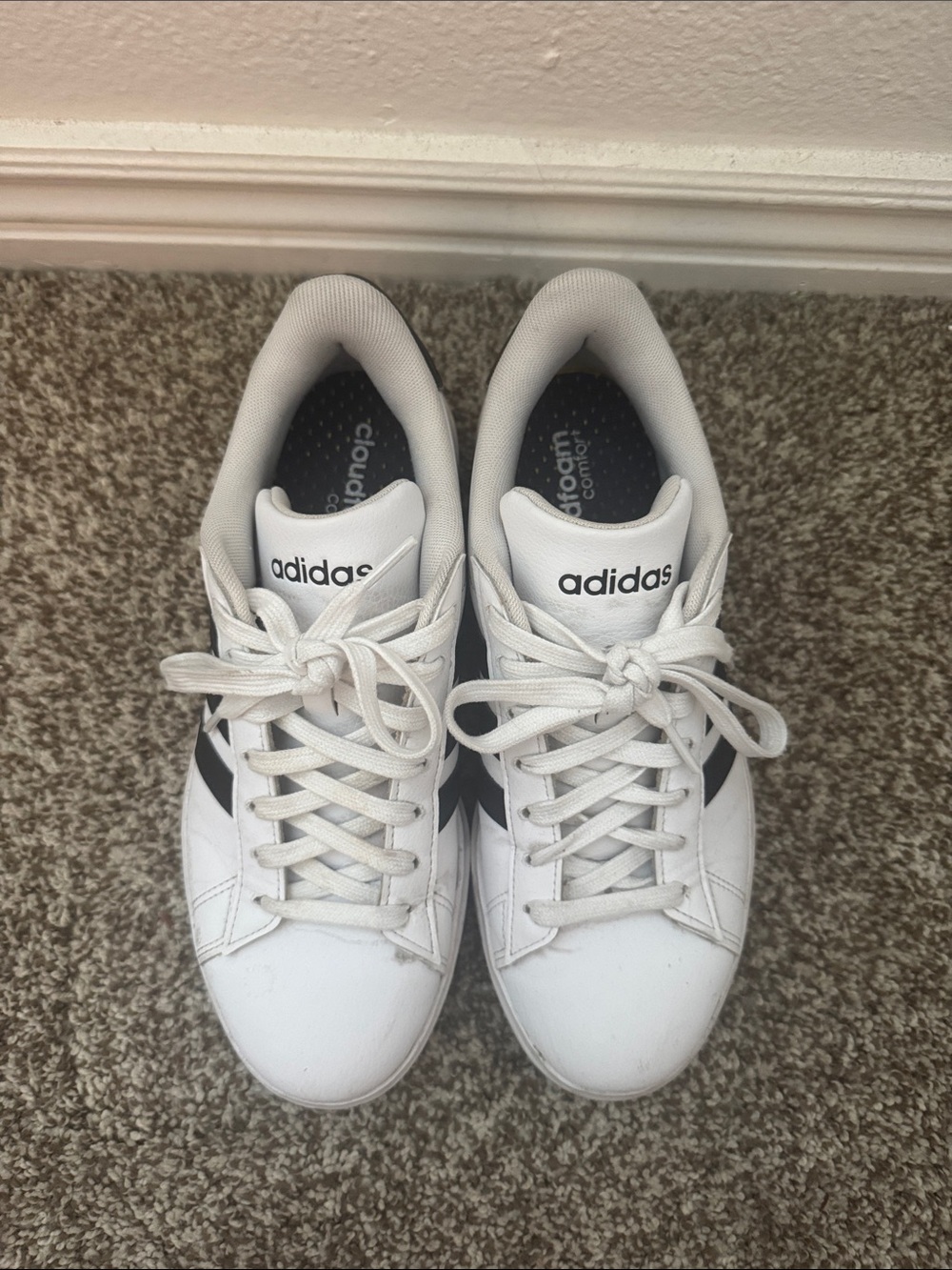 adidas White Sneakers with Black Accents